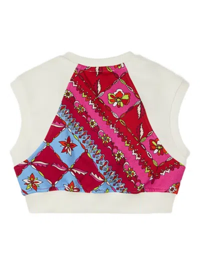 Pucci Junior Patchwork Crop Top In Pink