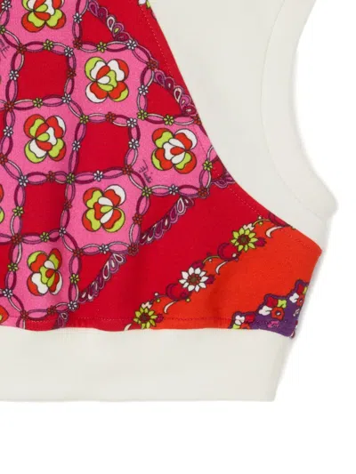 Pucci Junior Patchwork Crop Top In Pink