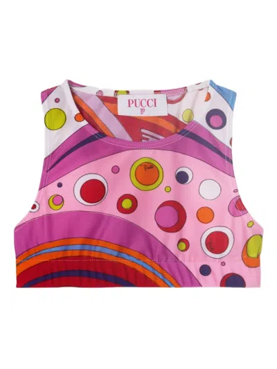 Pucci Junior Fontane Graphic-print Crop Top In Multi