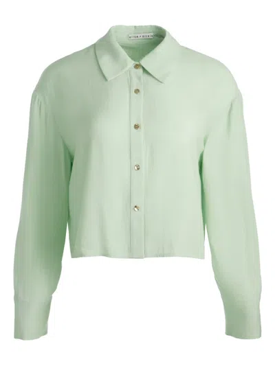 Alice And Olivia Finely Crop Oversized Blouse In Gray