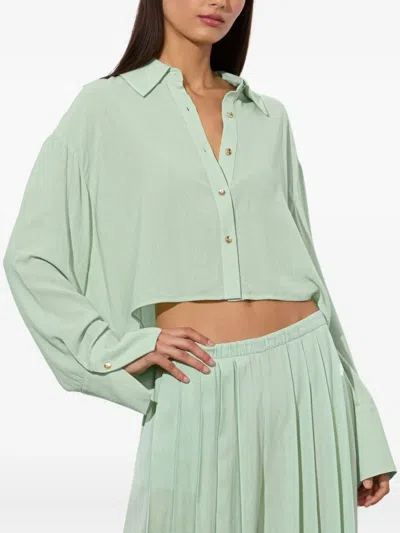 Alice And Olivia Finely Crop Oversized Blouse In Gray