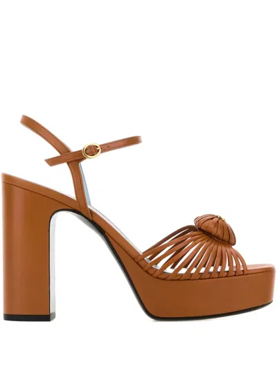 Valentino Garavani Orange Leather Vlogo Signautre Sandals In Multi