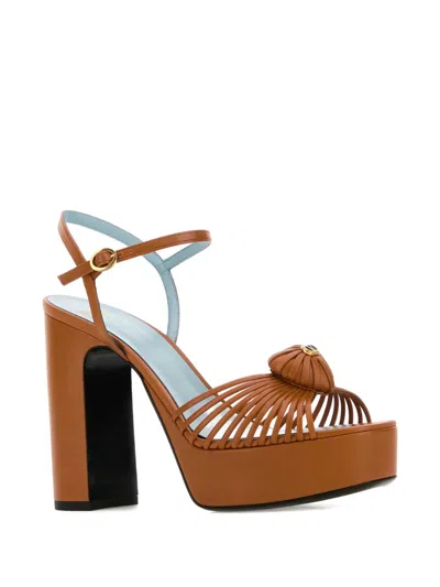 Valentino Garavani Orange Leather Vlogo Signautre Sandals In Multi