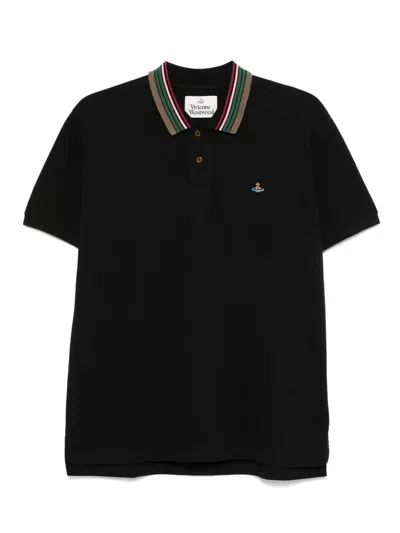 Vivienne Westwood Classic Cotton Pique Polo Shirt In Black