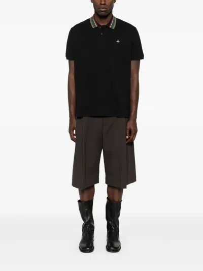 Vivienne Westwood Classic Cotton Pique Polo Shirt In Black