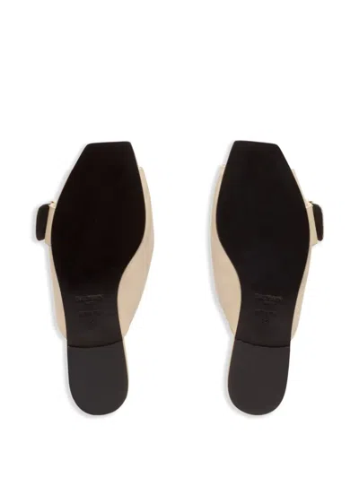 Balmain Anthem Flat Leather Sandals In Neutral