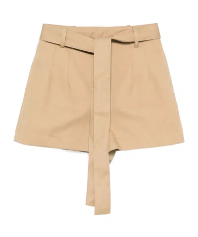 Moncler Cotton Blend Shorts Trousers Beige In Brown