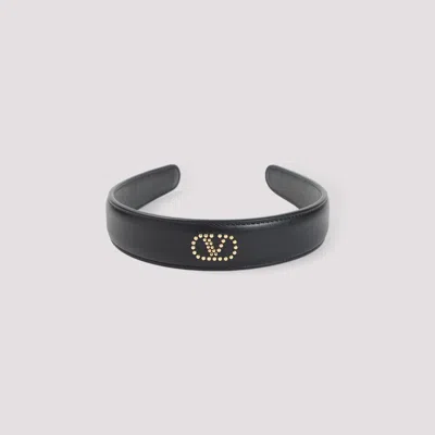 Valentino Garavani Leather Hair Band Mini-studs In Black