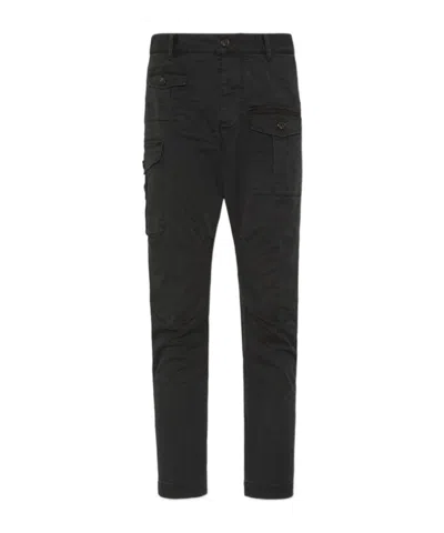 Dsquared2 Mid-rise Tapered Cargo Trousers In Black