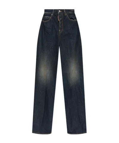 Dsquared2 Wide-leg Five-pocket Traveller Jean In Blue