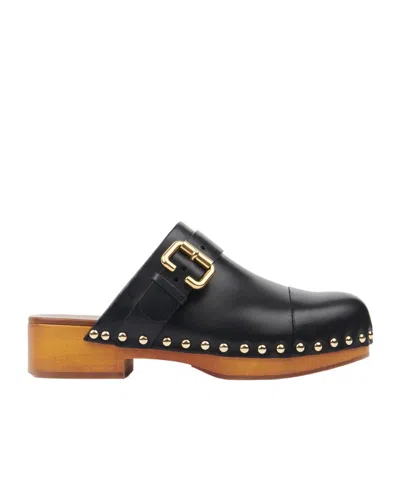 Chloé Chloè Jeannette Leather Clogs In Black