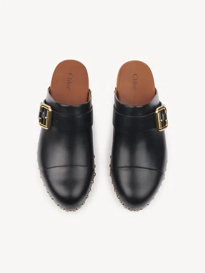 Chloé Chloè Jeannette Leather Clogs In Black