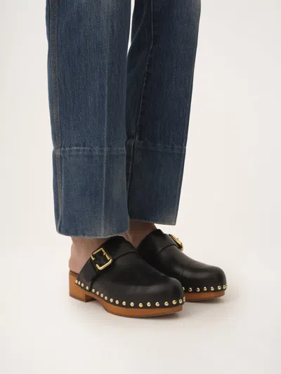 Chloé Chloè Jeannette Leather Clogs In Black