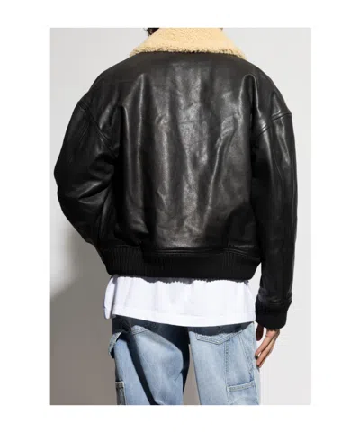 Dsquared2 Leather Bomber Jacket In Black