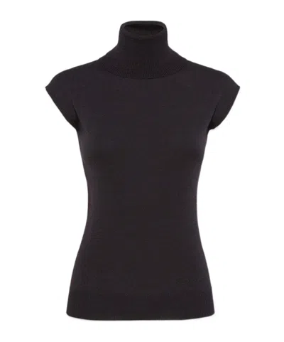 Dsquared2 Cap-sleeve Turtleneck Top In Black