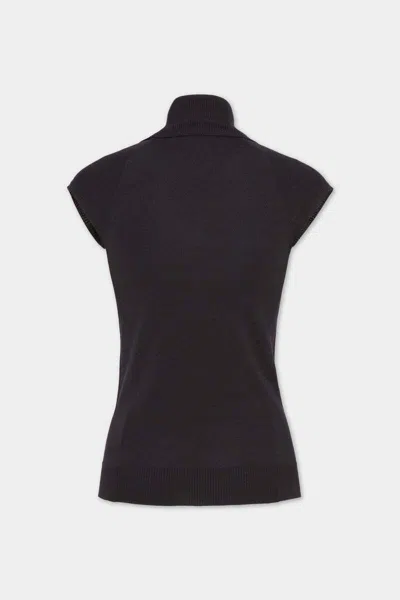 Dsquared2 Cap-sleeve Turtleneck Top In Black
