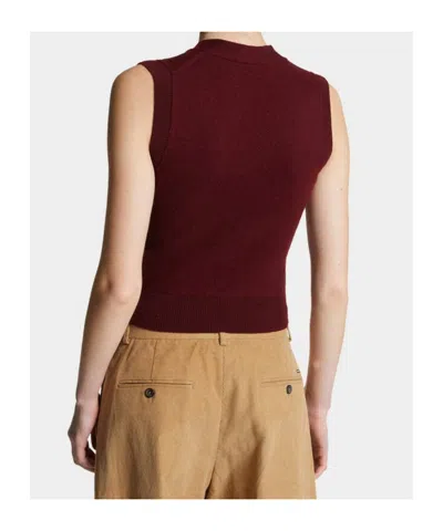 Dsquared2 V-neck Sleeveless Wool Top In Red