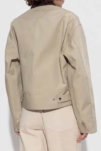 Jw Anderson Beige Curved Hem Workwear Jacket In Neutral