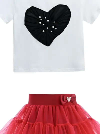 Mimi Tutu Avalon Heart-appliqué Top And Skirt Set In Red