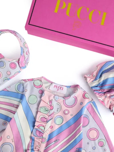 Pucci Junior Bubble Print Jumpsuit Set In Multi