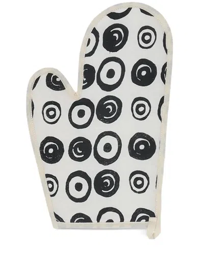 10 Corso Como Circles-print Linen Oven Glove In Black