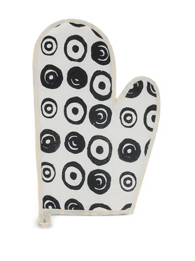 10 Corso Como Circles-print Linen Oven Glove In Black