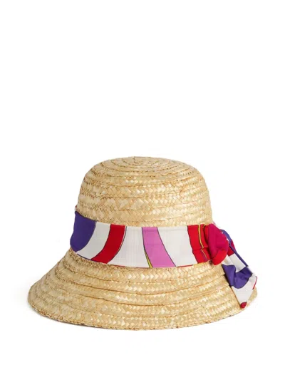 Pucci Junior Ribbon Straw Hat In Neutral