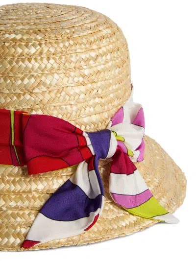 Pucci Junior Ribbon Straw Hat In Neutral