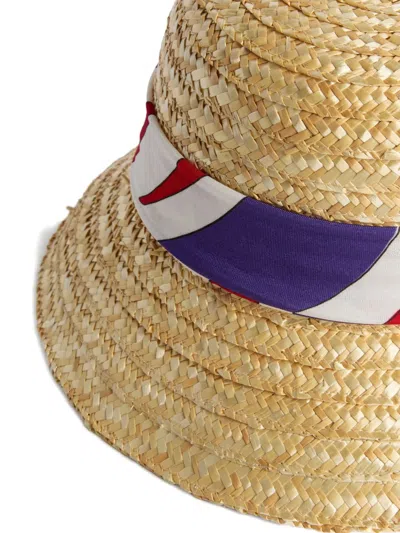 Pucci Junior Ribbon Straw Hat In Neutral