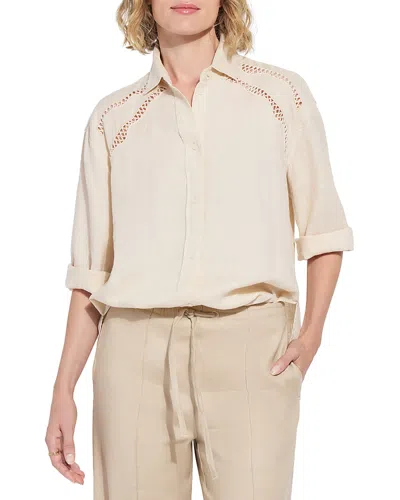 Lyssé Roxanna Embroidered Linen Button-up Shirt In Neutral