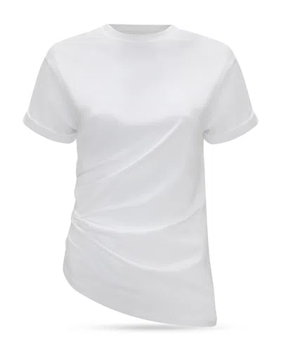 Victoria Beckham Asymmetrical White Cotton T-shirt  In White