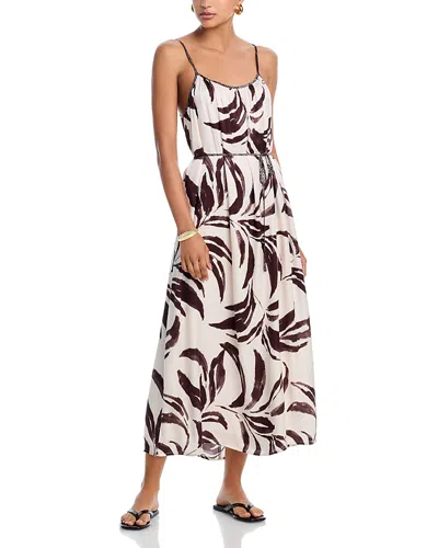 Bella Dahl Shirred Cami Maxi Dress In Moroccan Palm Print In Neutral