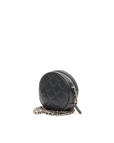 Pre-owned Chanel Cc Caviar Round Chain Bag In Black