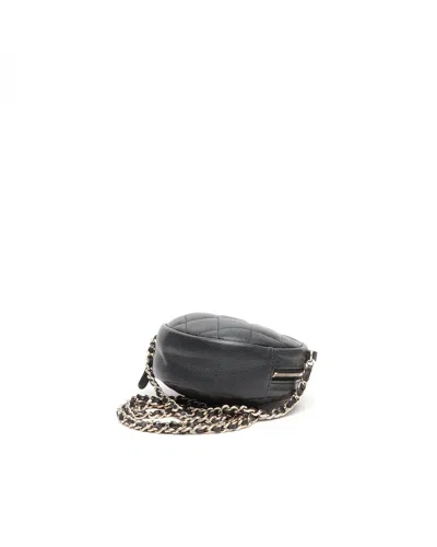 Pre-owned Chanel Cc Caviar Round Chain Bag In Black