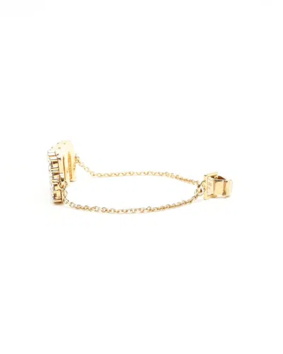 Miu Miu Logo Rhinestone Bracelet In Gold
