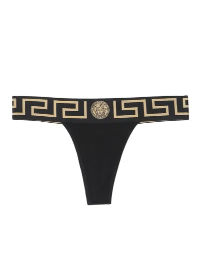 Versace Bra With Elastic Band Featuring The Greca Motif In Black