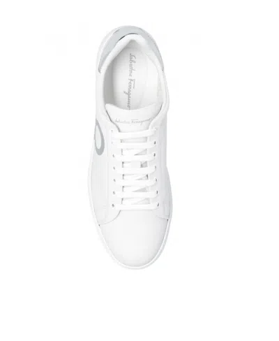 Ferragamo Gancini-print Lace-up Sneakers In White