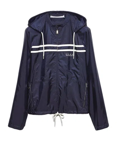 Prada Re-nylon Adaptable Oversized Jacket In Blue
