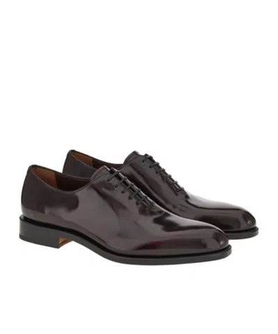 Ferragamo Leather Oxford Shoes In Black