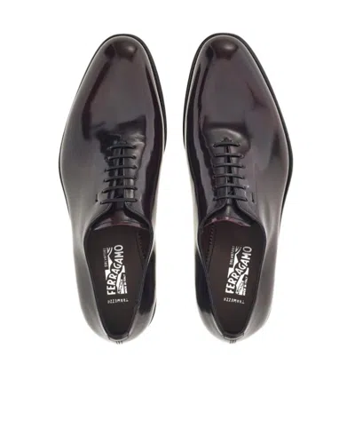 Ferragamo Leather Oxford Shoes In Black