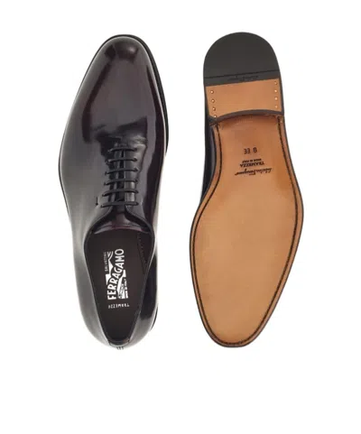 Ferragamo Leather Oxford Shoes In Black