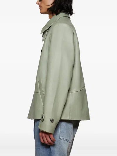 Bode Button-fastening Leather Jacket In Green