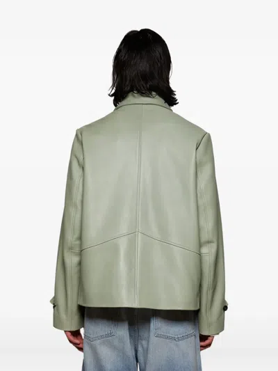 Bode Button-fastening Leather Jacket In Green