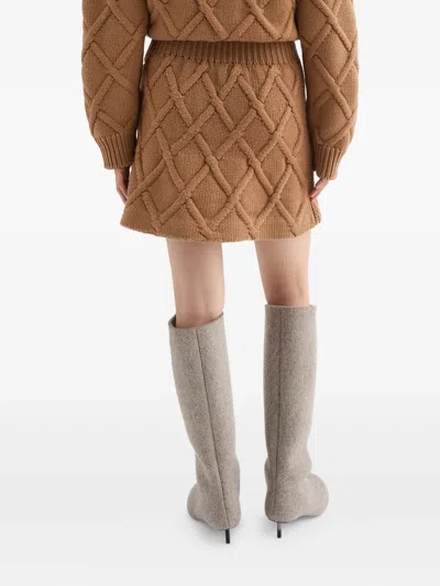 Jil Sander Wool Knit Mini Skirt In Brown