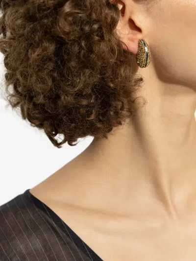 Tory Burch Wave Crystal Embellished Stud Earrings In Gold