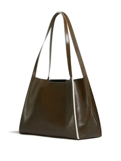 Marni Small Rectangular Tote Bag With Dual Handles In Brown