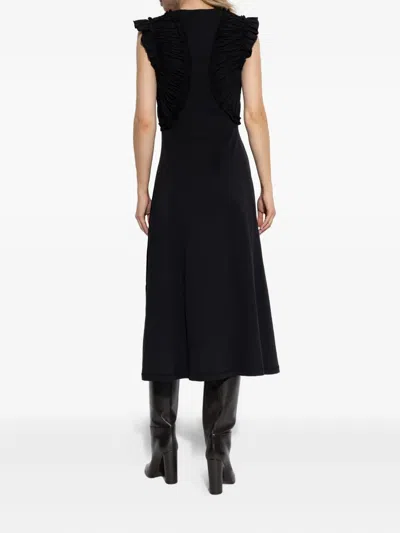 Ulla Johnson Shiva Sleeveless Ruffled Midi Dress In Noir In Black