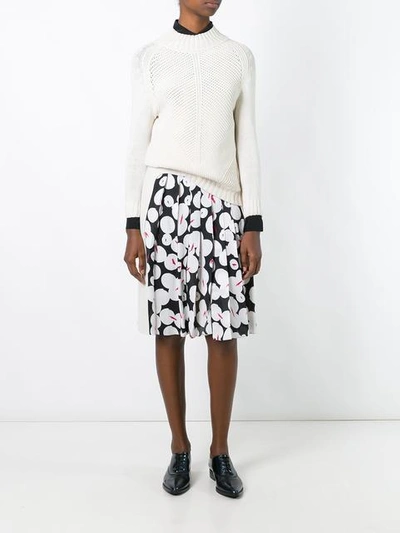 Shop Jil Sander Navy Pleated Panel Skirt - Neutrals
