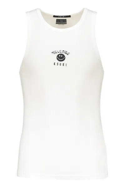 Ksubi Ribbed Smiley-face Tank Top In White