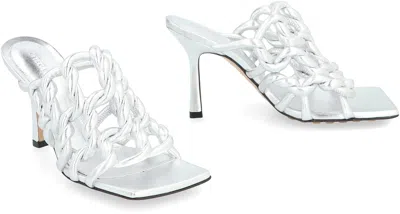 Bottega Veneta Stretch Metallic Leather Sandals In Gray